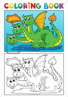 Coloring book dragon theme image 4