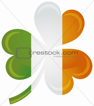 Ireland Flag with Shamrock Silhouette Illustration
