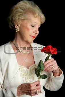 Elegant Senior Holds Rose