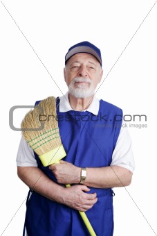 Senior Worker - With Broom