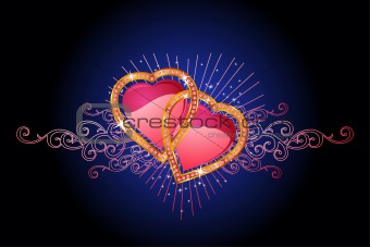 two  love hearts /  valentine and wedding /  vector