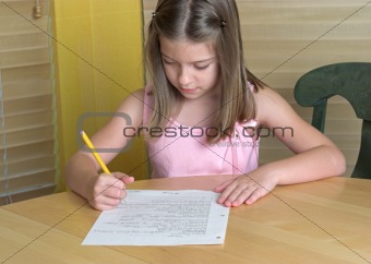 Little Girl Doing Homework