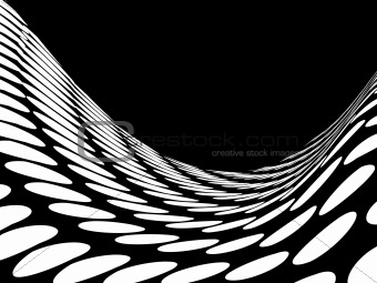 Abstract halftone wave in black and white