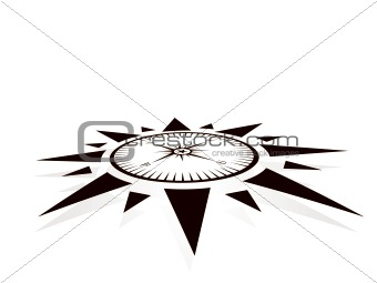 Compass symbol on white background, illustration