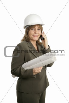 Happy Female Architect on Phone