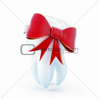 tooth gift red bow