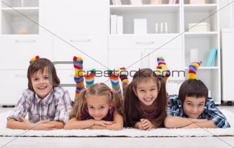 Children with colorful socks