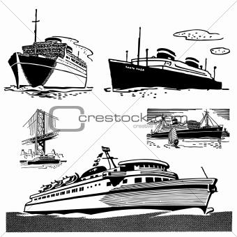 Vector Retro Cruise and Yacht Graphics