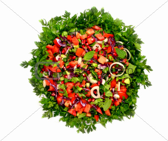 mixed salad on white background