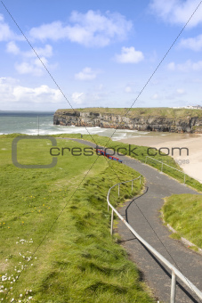 cliff walk view of beach and cliffs in Ballybunion