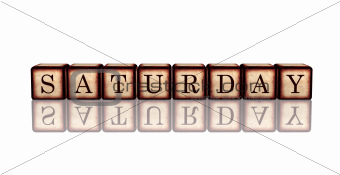 saturday in 3d wooden cubes banner