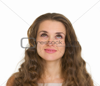 Portrait of woman with gorgeous hairs looking up