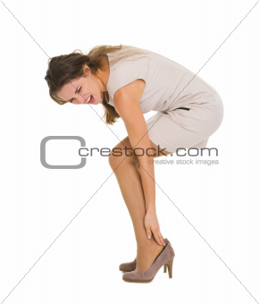 Woman having ankle pain