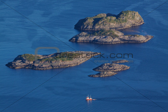 Rocky islands in norwegian sea