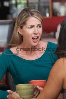 Insulted Woman with Friend in Cafe