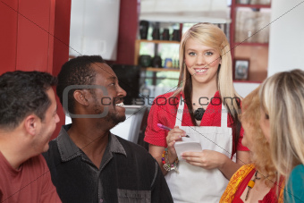Waitress with Diverse Customers