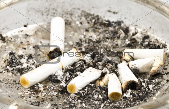 Cigarettes and ashes in an ashtray