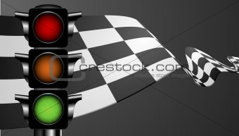 racing flag with green light