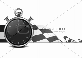 racing flag with stop watch
