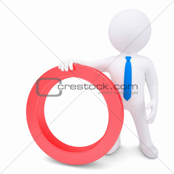 White 3d man with a red circular frame