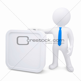 3d man with a white rectangle frame