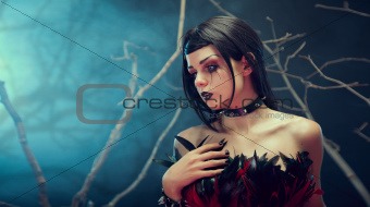 Attractive gothic girl in spiked choker 