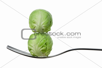 brussel sprout on a fork