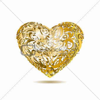 Gold Openwork Floral Heart