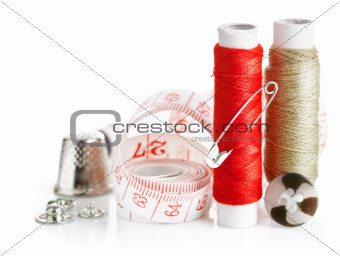 tools for needlework thread and tape measure