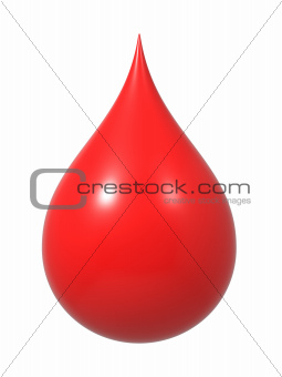 Drop of Blood Isolated on White.