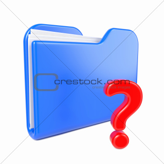 Blue Folder with Red Question Sign.
