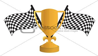 Golden Trophy and flags