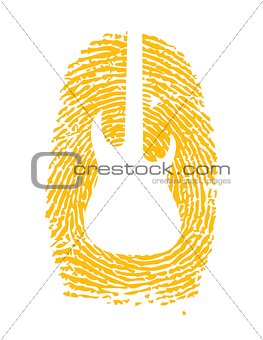thumbprint with a guitar icon on it