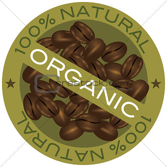 Coffee Beans Organic Label Illustration