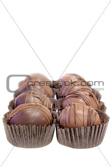 Rows of Chocolate Truffles with Paper Holders
