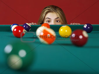Checking for a shot while playing pool