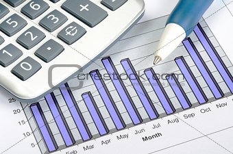Business charting concept of financial report