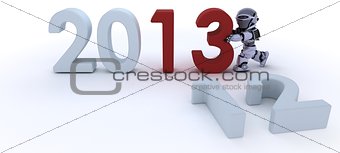 Robot  bringing in the new year