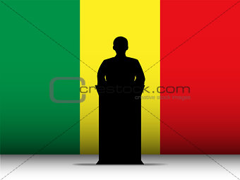 Mali Speech Tribune Silhouette with Flag Background