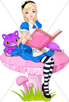 Alice holding book