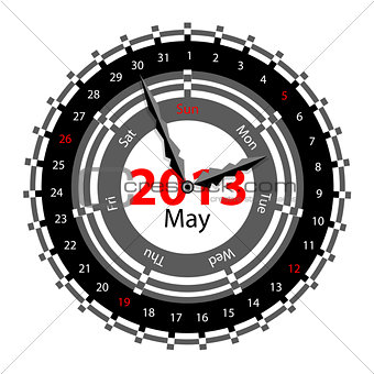 Creative idea of design of a Clock with circular calendar for 20