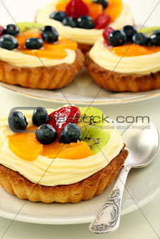 Baskets of pastry with custard.
