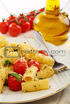 Italian pasta with tomatoes.