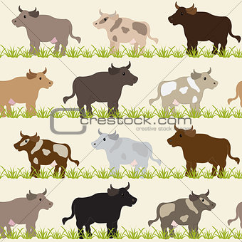 Seamless pattern with cows
