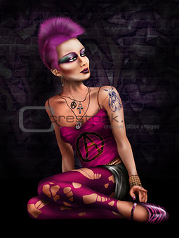 Punk girl in pink
