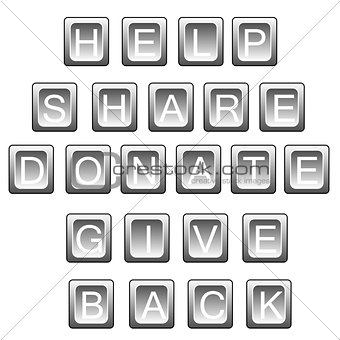 Help share donate in keyboard letters