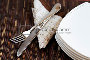 fork knife and empty plates