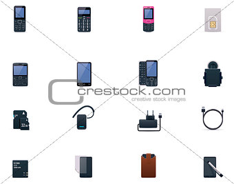 Vector cell phones and accessories icon set