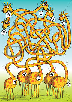 Five Giraffes Maze Game 