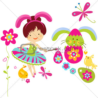 little girl in bunny costume